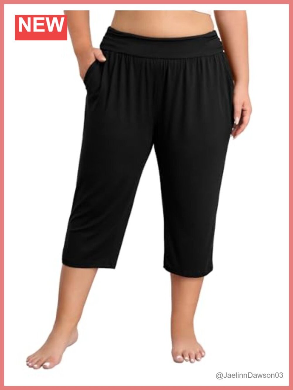 Plus Size Capri Yoga Pants High Waist with Pockets Athletic Workout Leggings